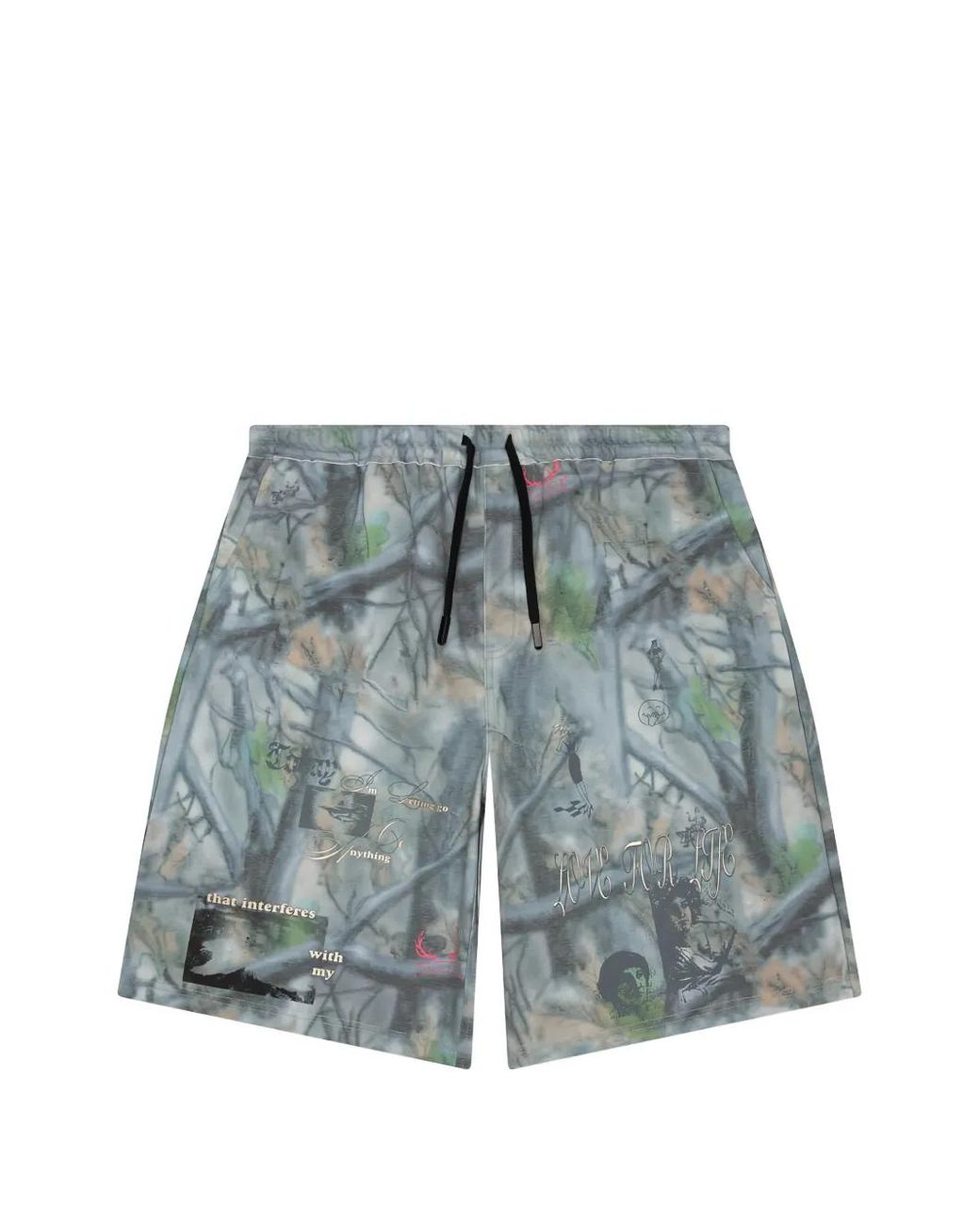JUNGLES Blue Graphic-Print Camouflage Shorts for men