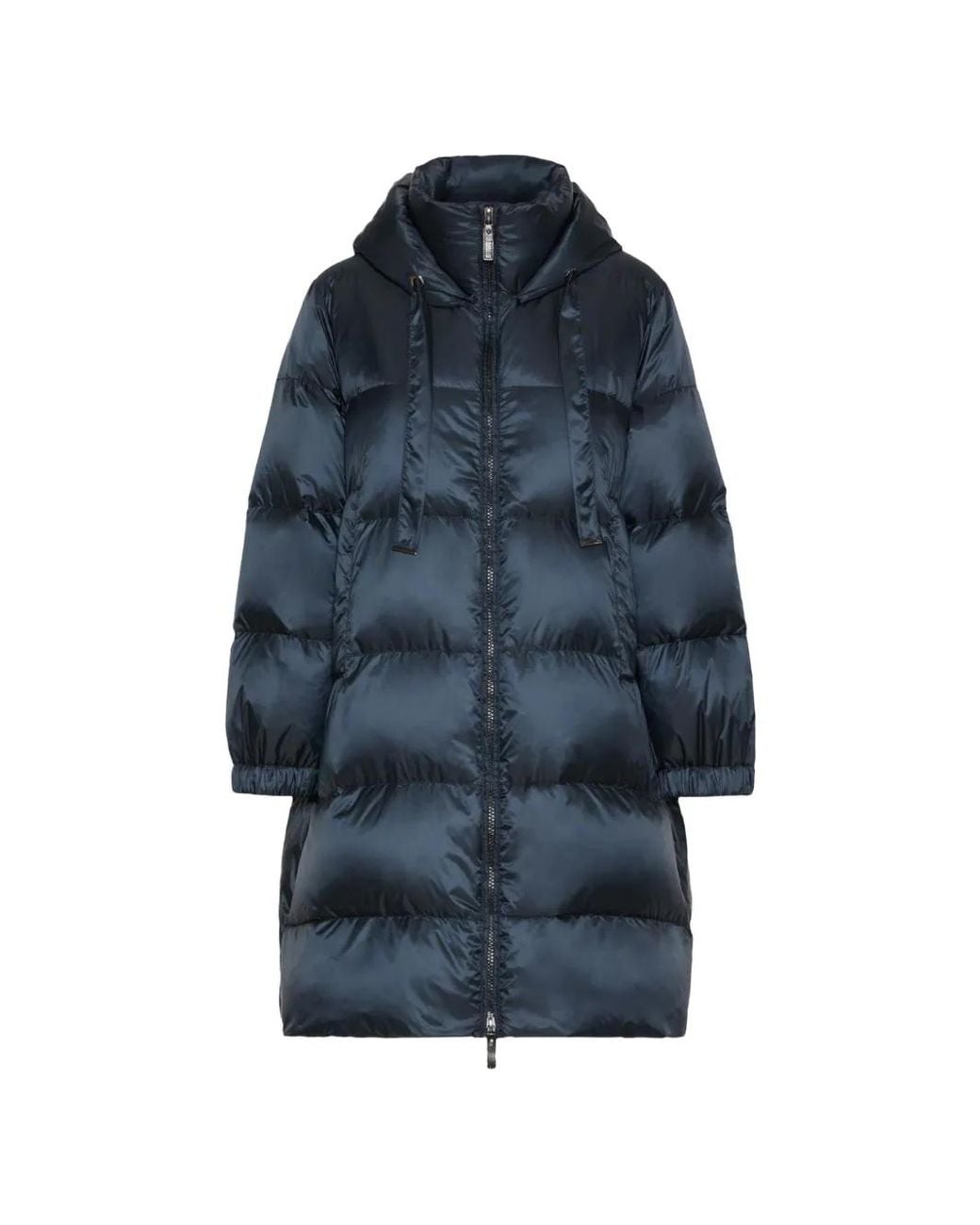 Max Mara Blue Mtcmarte Midnight Water-Repellent Canvas Midi Hooded Down Jacket