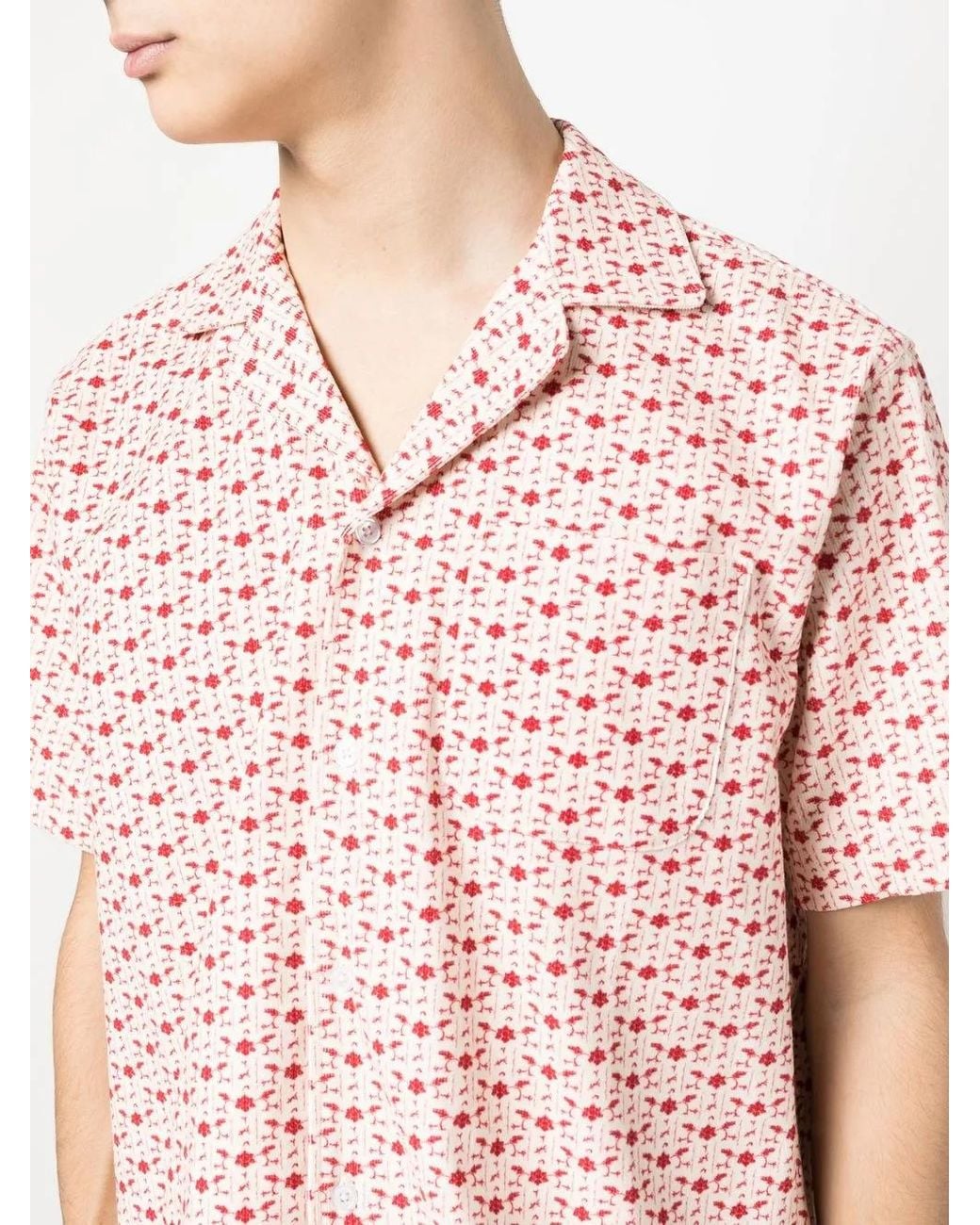 Orlebar Brown Pink Marne Cord Bandana Corduroy Shirt for men