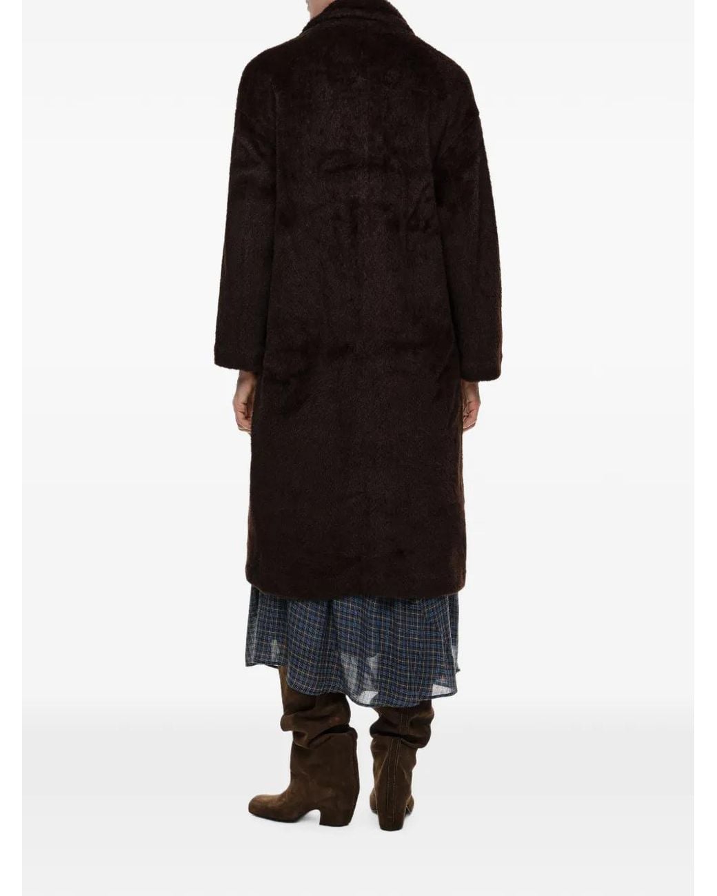 Bimba Y Lola Black Midi Faux-Fur Coat