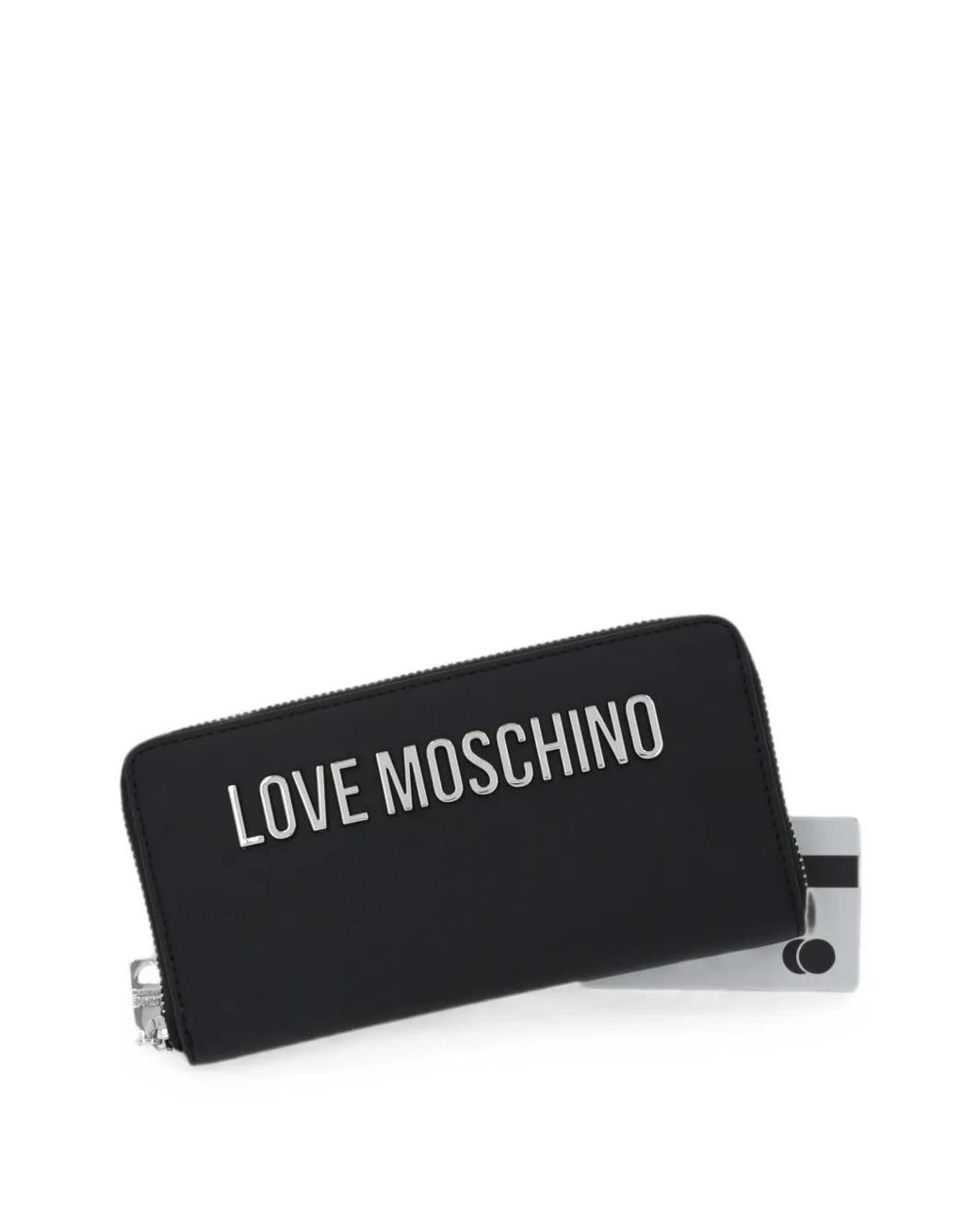 Love Moschino Black Logo-Plaque Zip Wallet