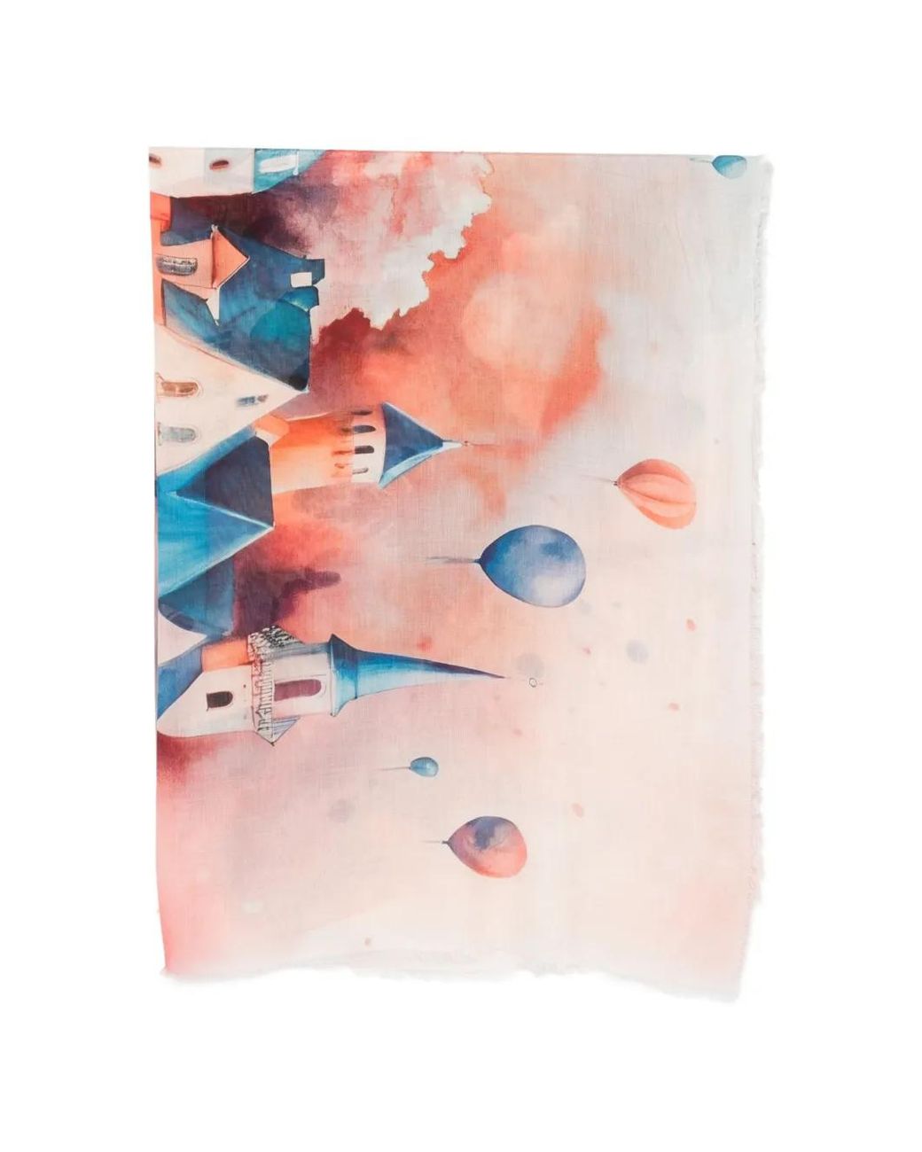 D'Aniello Pink Frayed-Edges Printed Scarf
