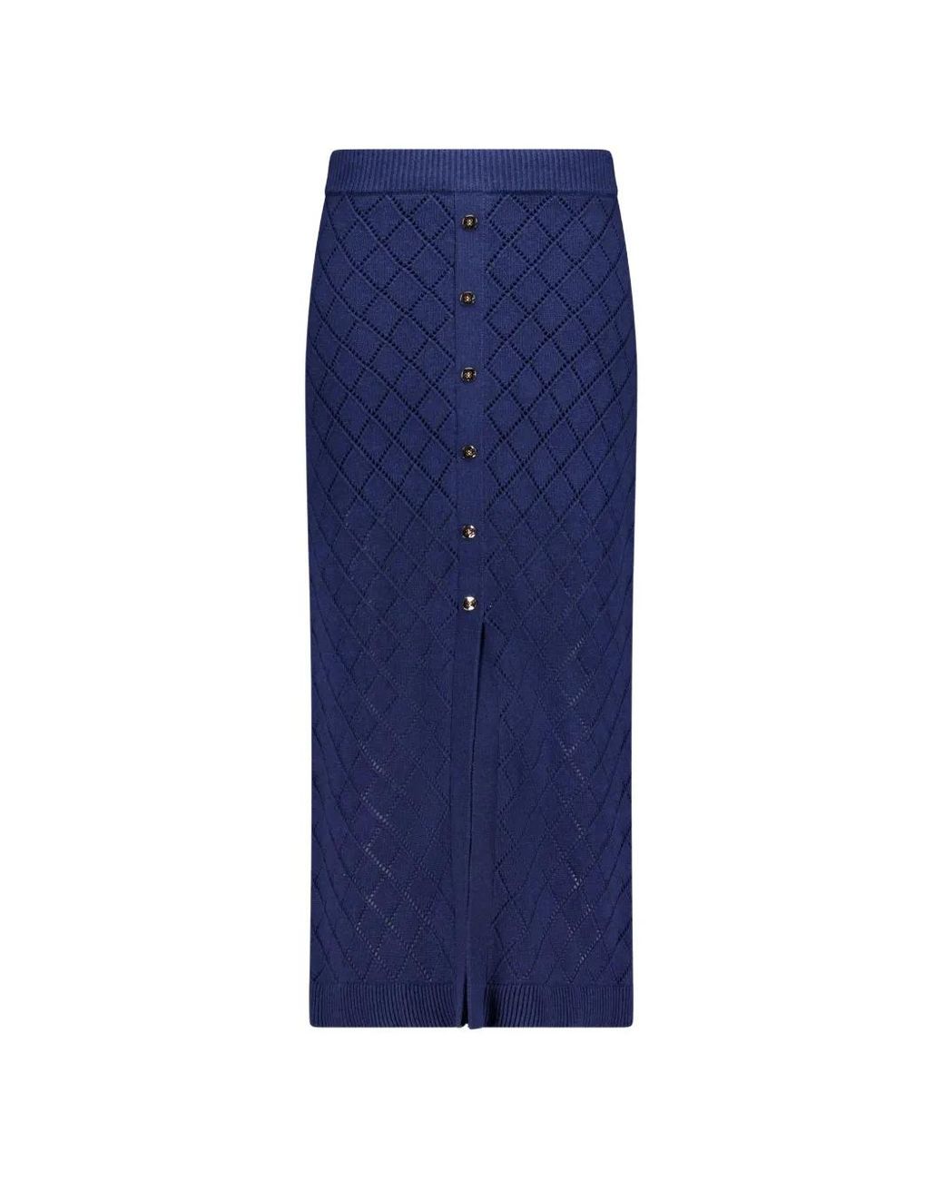 Hevron Blue Jupe Boutonnée À Losanges