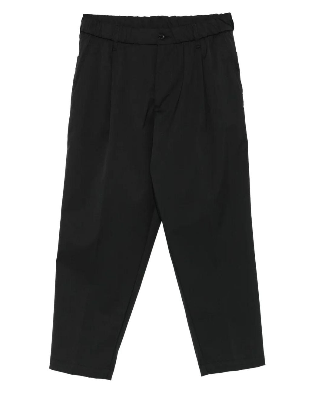 Yes London Black Pleated Elastic-Waist Trousers for men