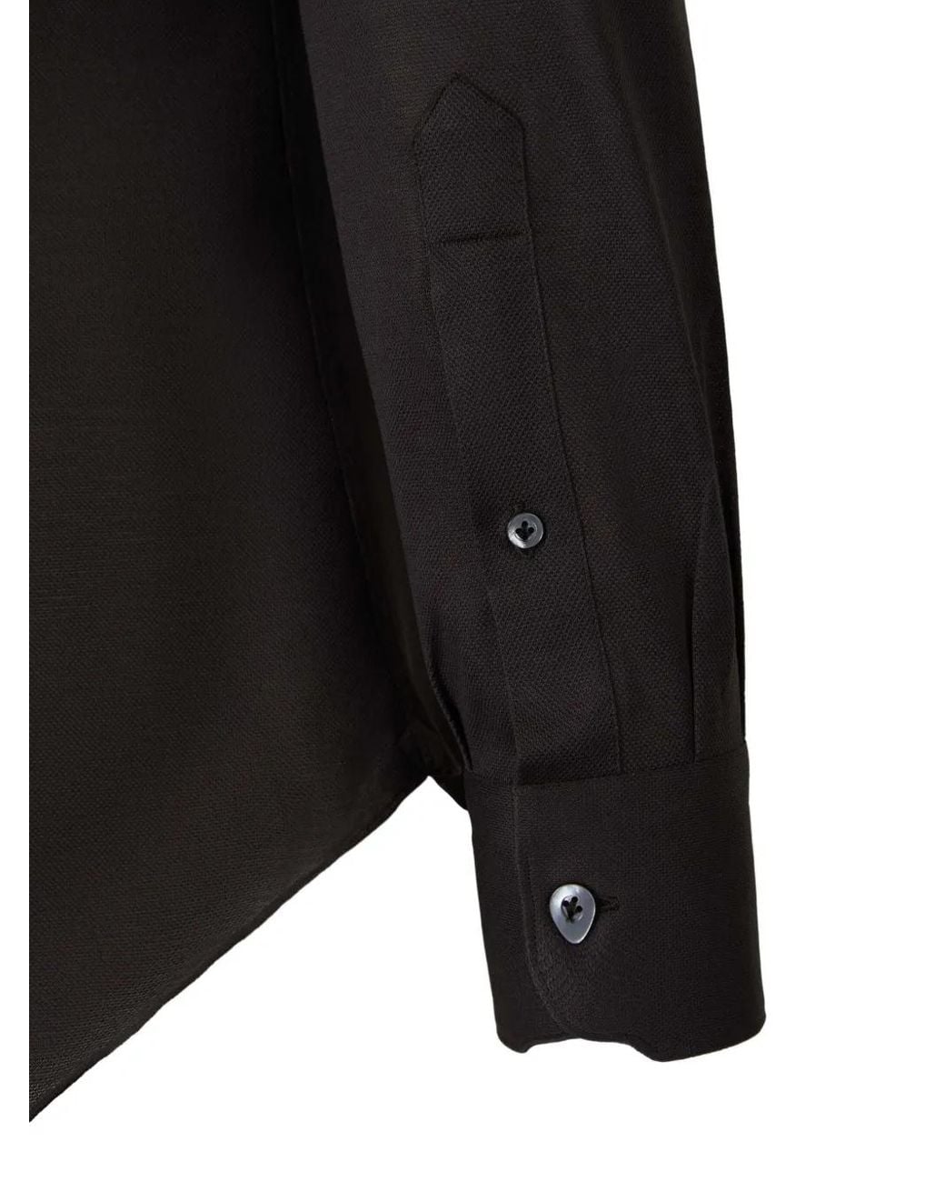 Camisa Con Botones Fray de hombre de color Black