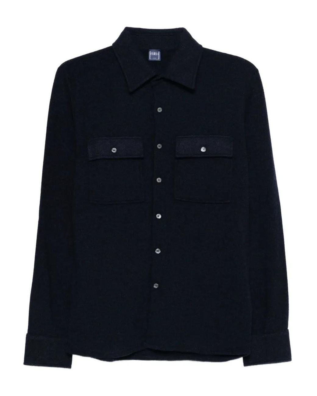 Fedeli Blue Cashmere Shirt Jacket for men