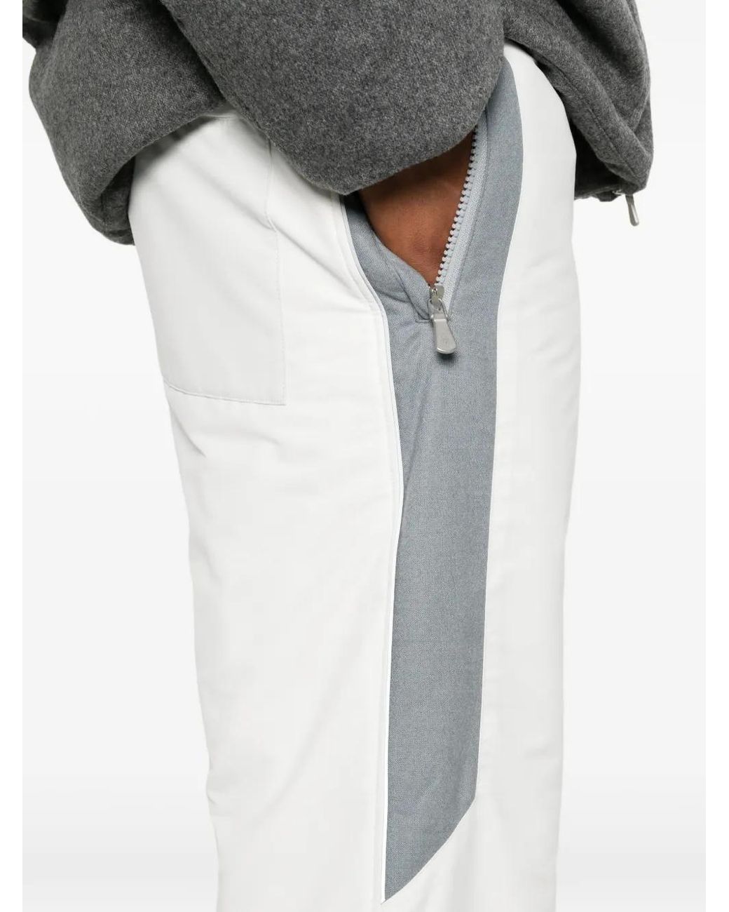 Eleventy White Contrast-Panel Trousers for men