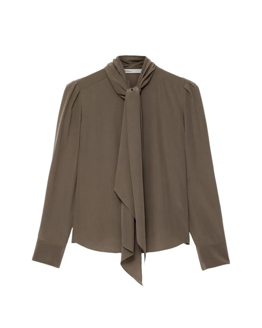 AllSaints Brown Iris Tie-Neck Shirt
