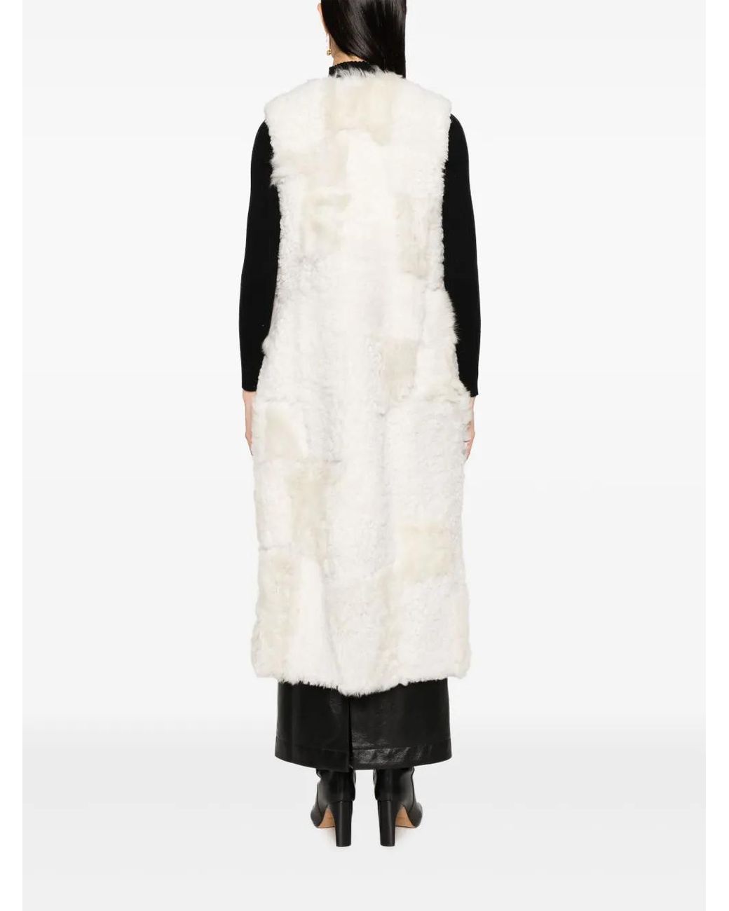 Chloé White Patchwork Shearling Gilet