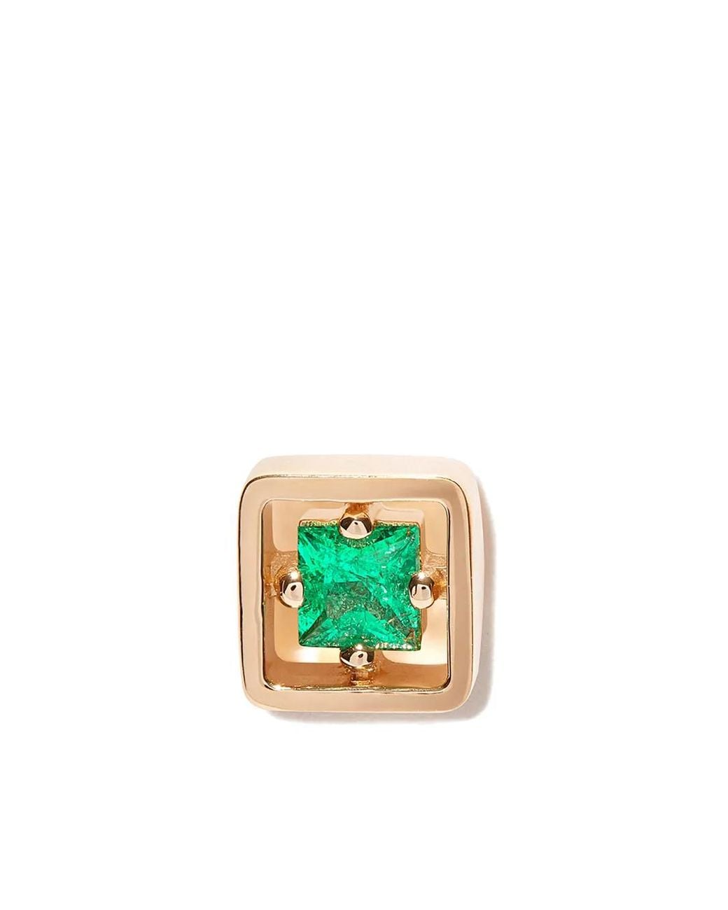 Suzanne Kalan White 18Kt Inlay Emerald Stud Earring for men