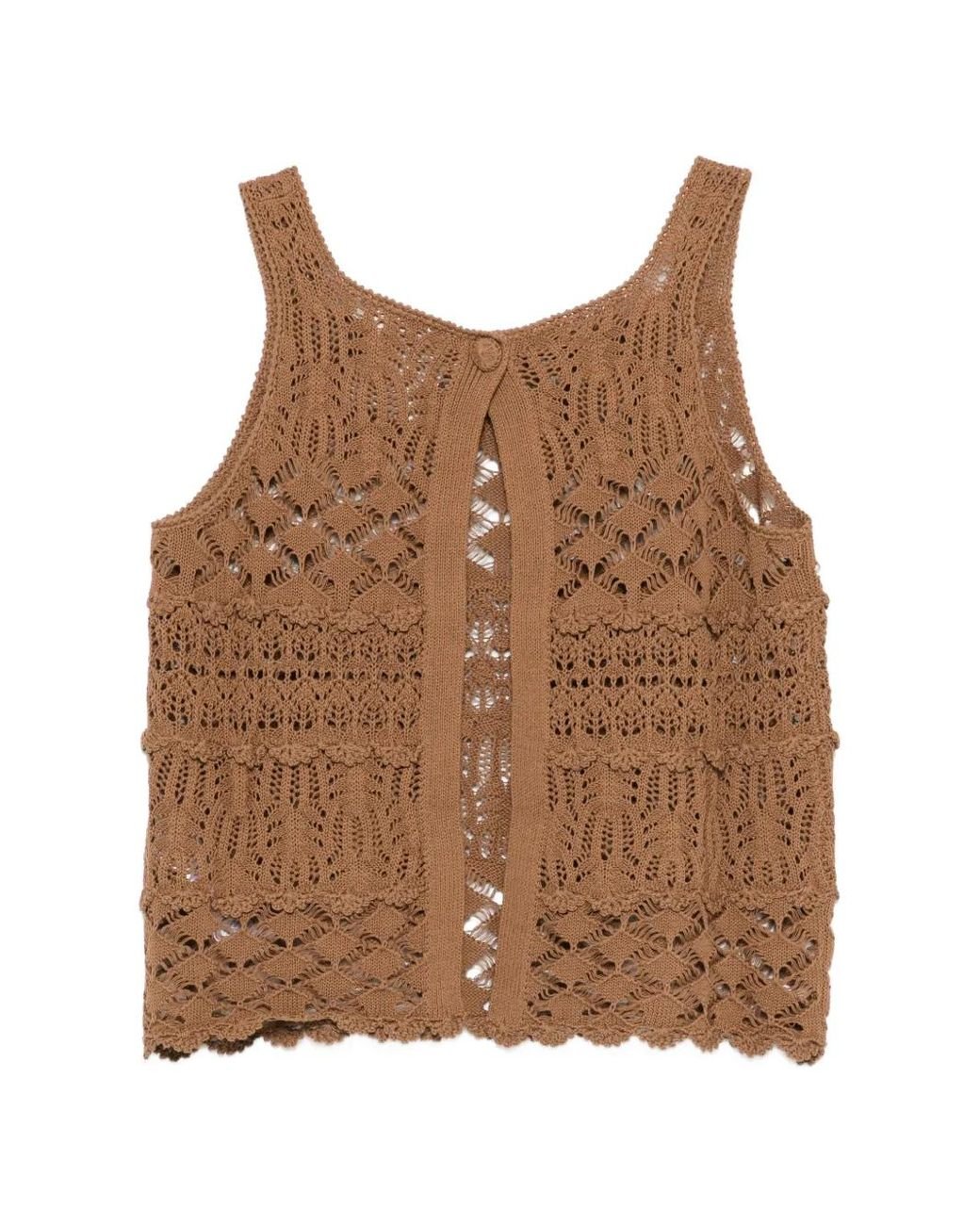 Semicouture Brown Openwork Top