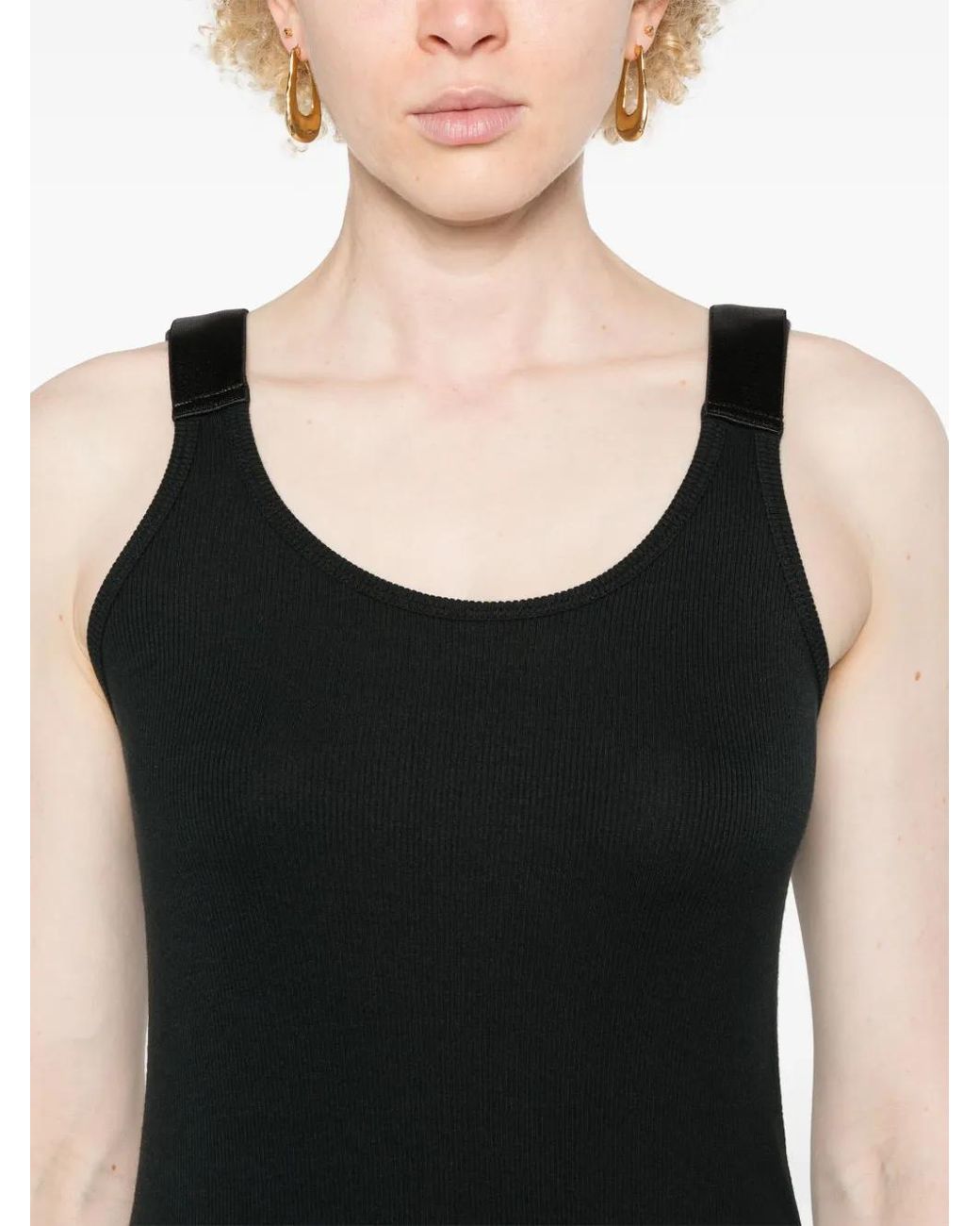 Helmut Lang Geribbelde Mini-Jurk in het Black