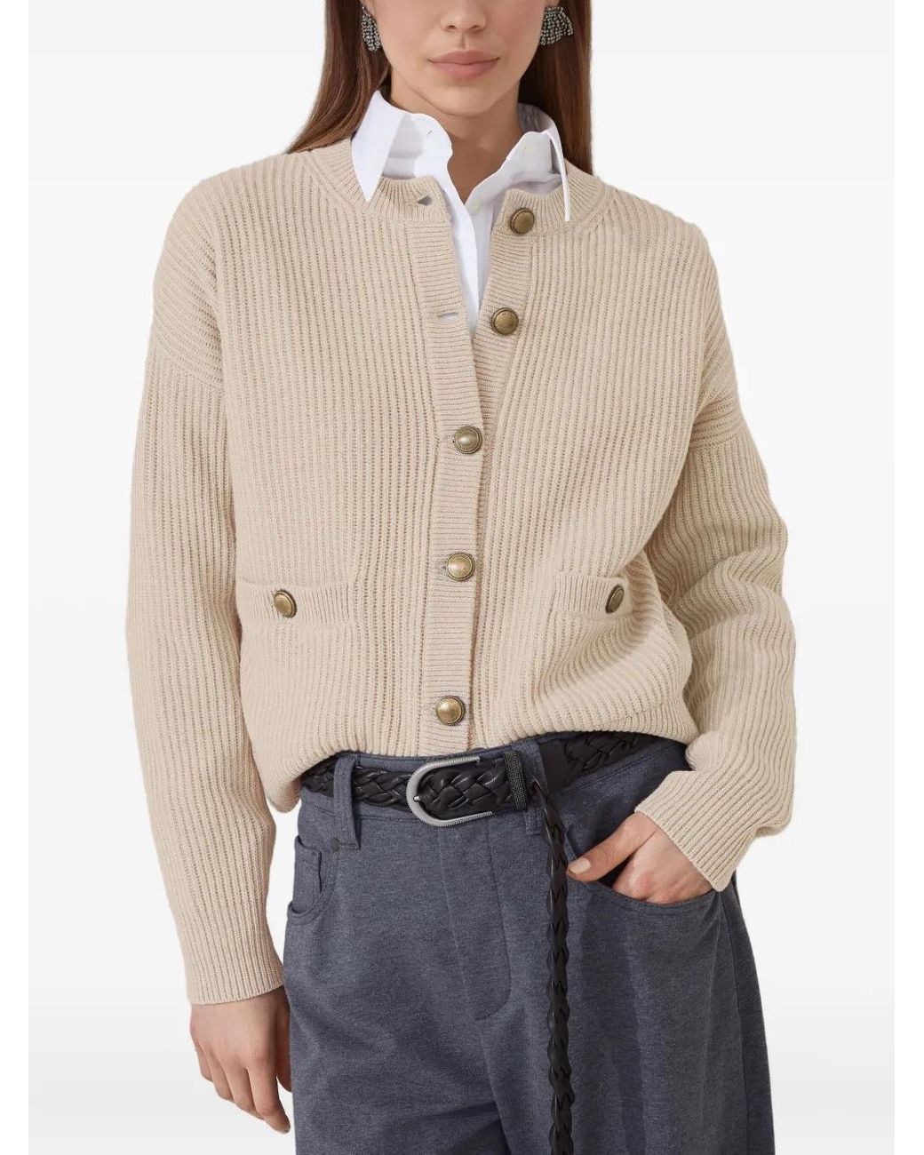 Brunello Cucinelli Natural Wool Blend Cardigan