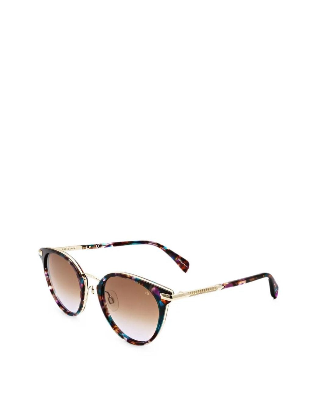 Rag & Bone Metallic Tortoiseshell-Effect Round-Frame Sunglasses