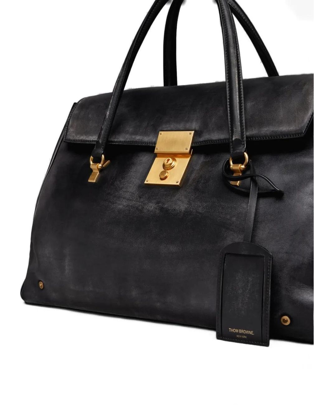 Thom Browne Black Bolton Weekender Bag for men