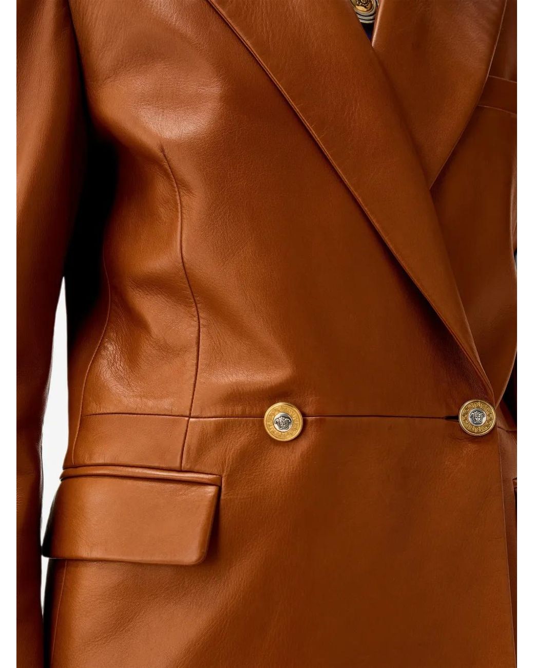 Blazer De Piel De Napa Versace de color Brown