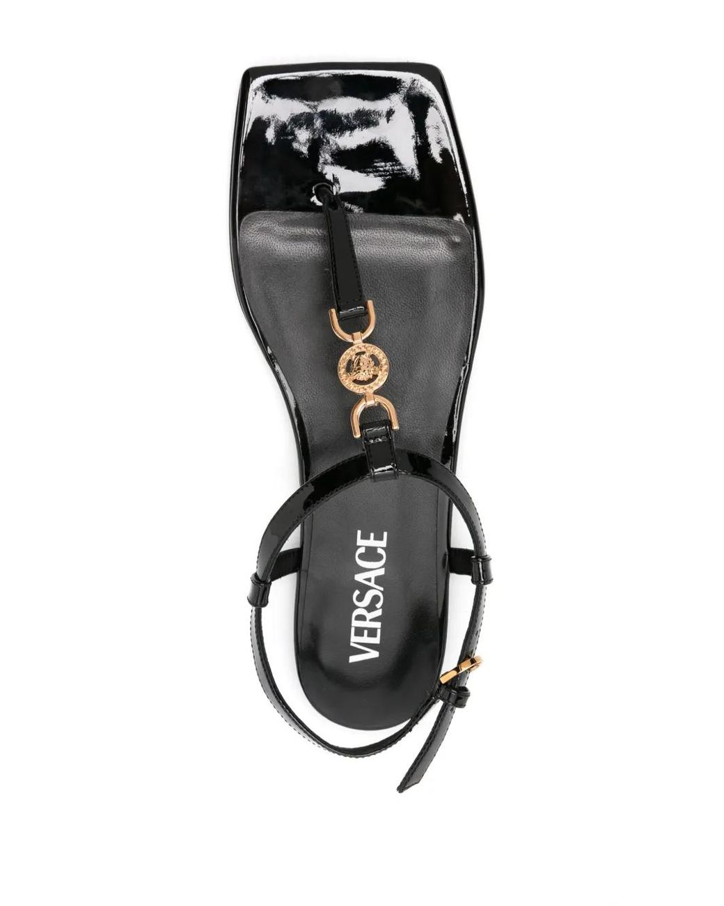 Versace Black Medusa Patent Sandal