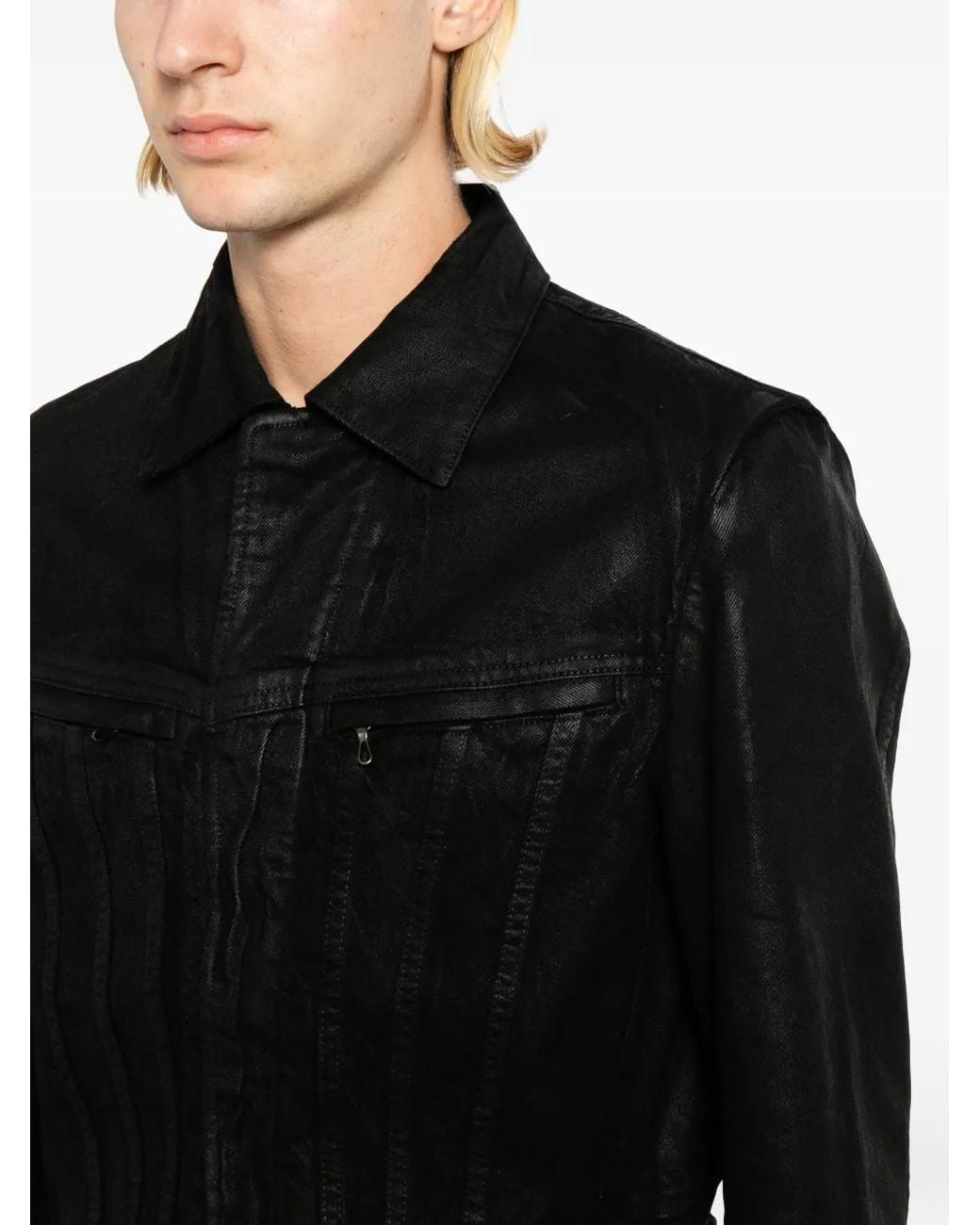 Julius Black Coated Cropped Jacket for men