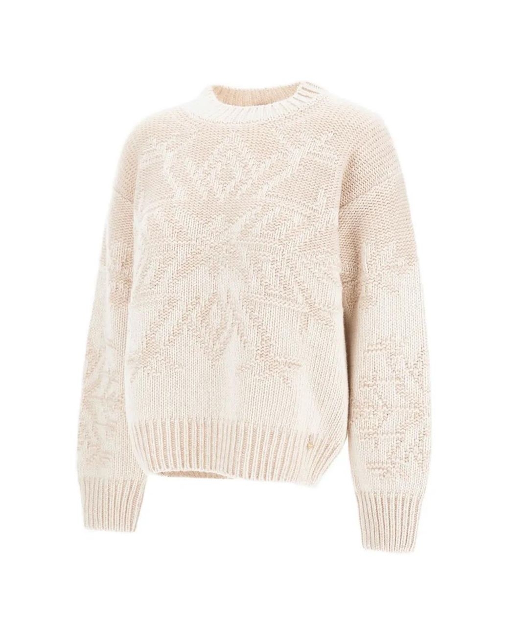 Herno White Snowflake-Motif Vanisé-Inlay Sweater