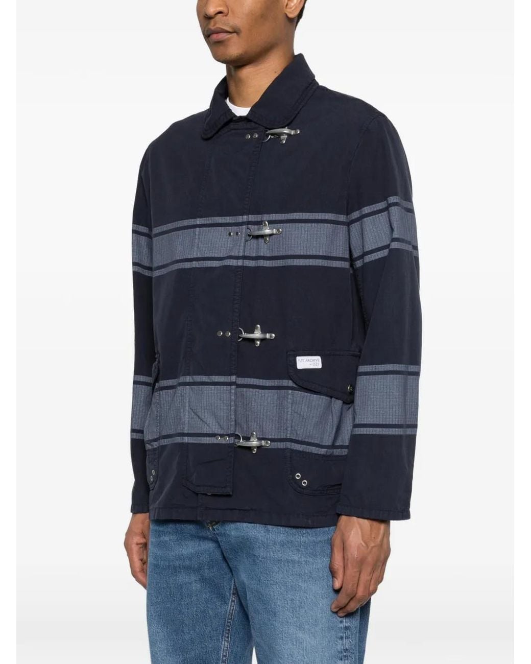 Fay Blue Manteau À Rayures for men