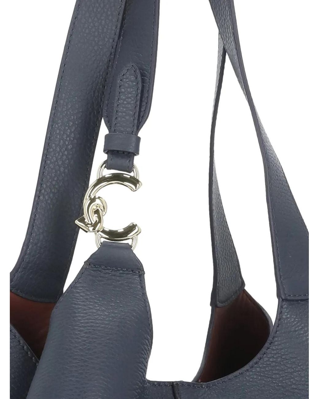 Coccinelle Blue C-Easy Pebbled-Leather Shoulder Bag