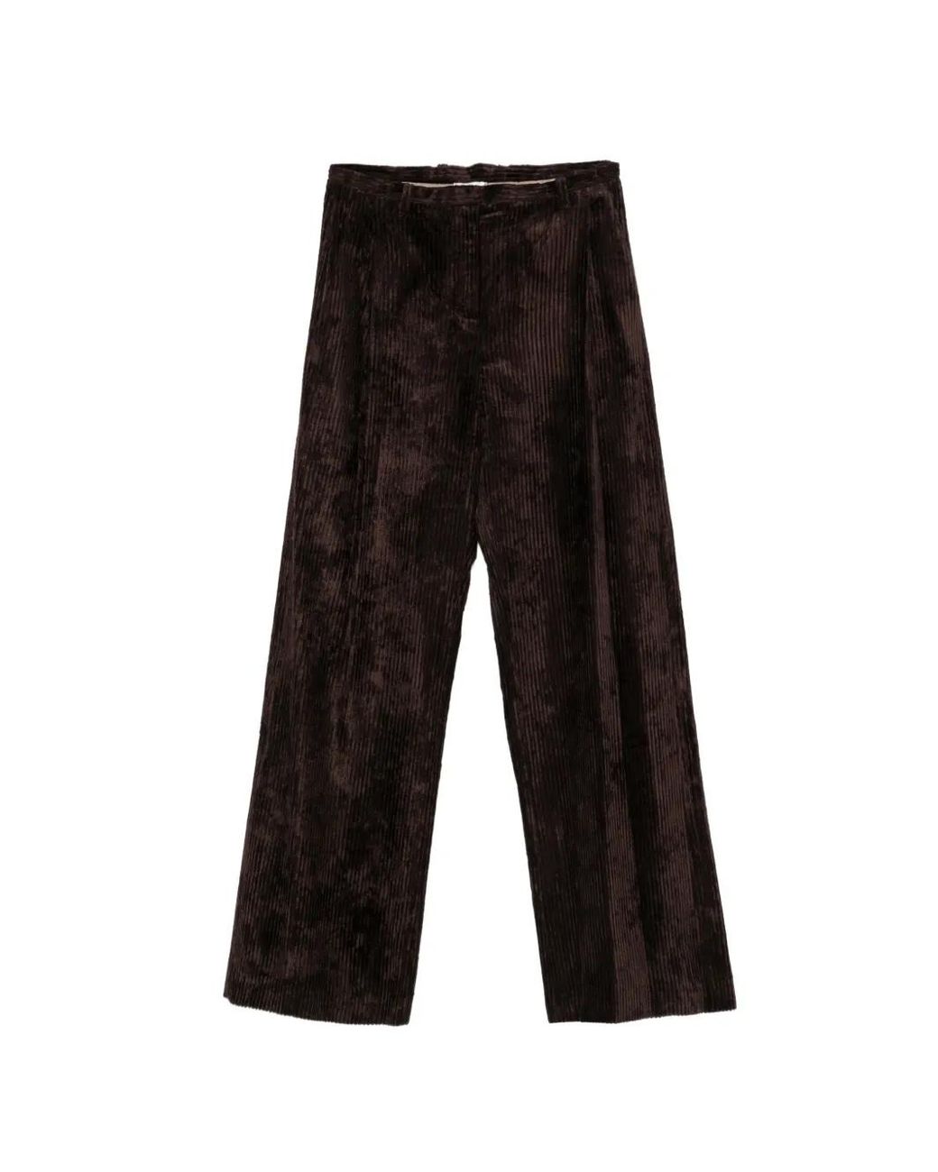 Alysi White Pantalon Palazzo En Velours Côtelé
