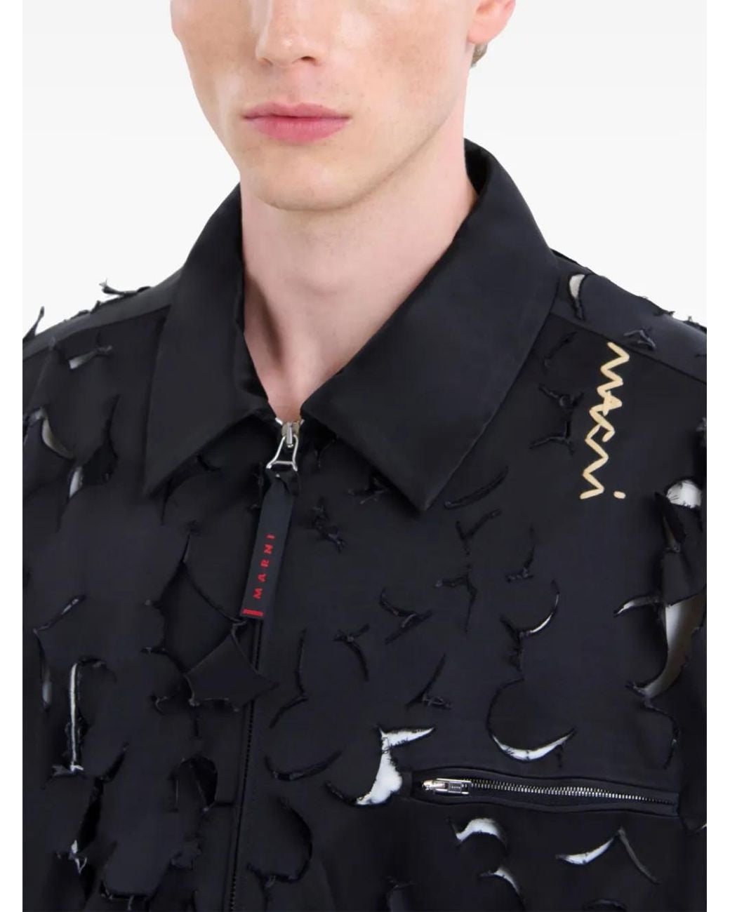 Marni Blue Cut-Out Bomber Jacket for men