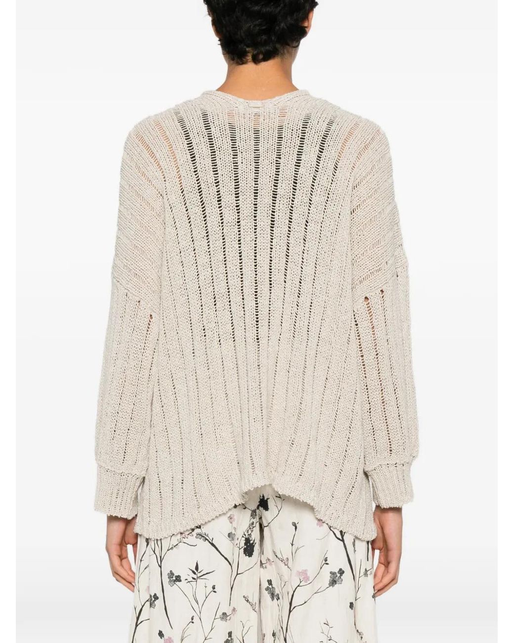 Fedeli White Open-Knit Sweater