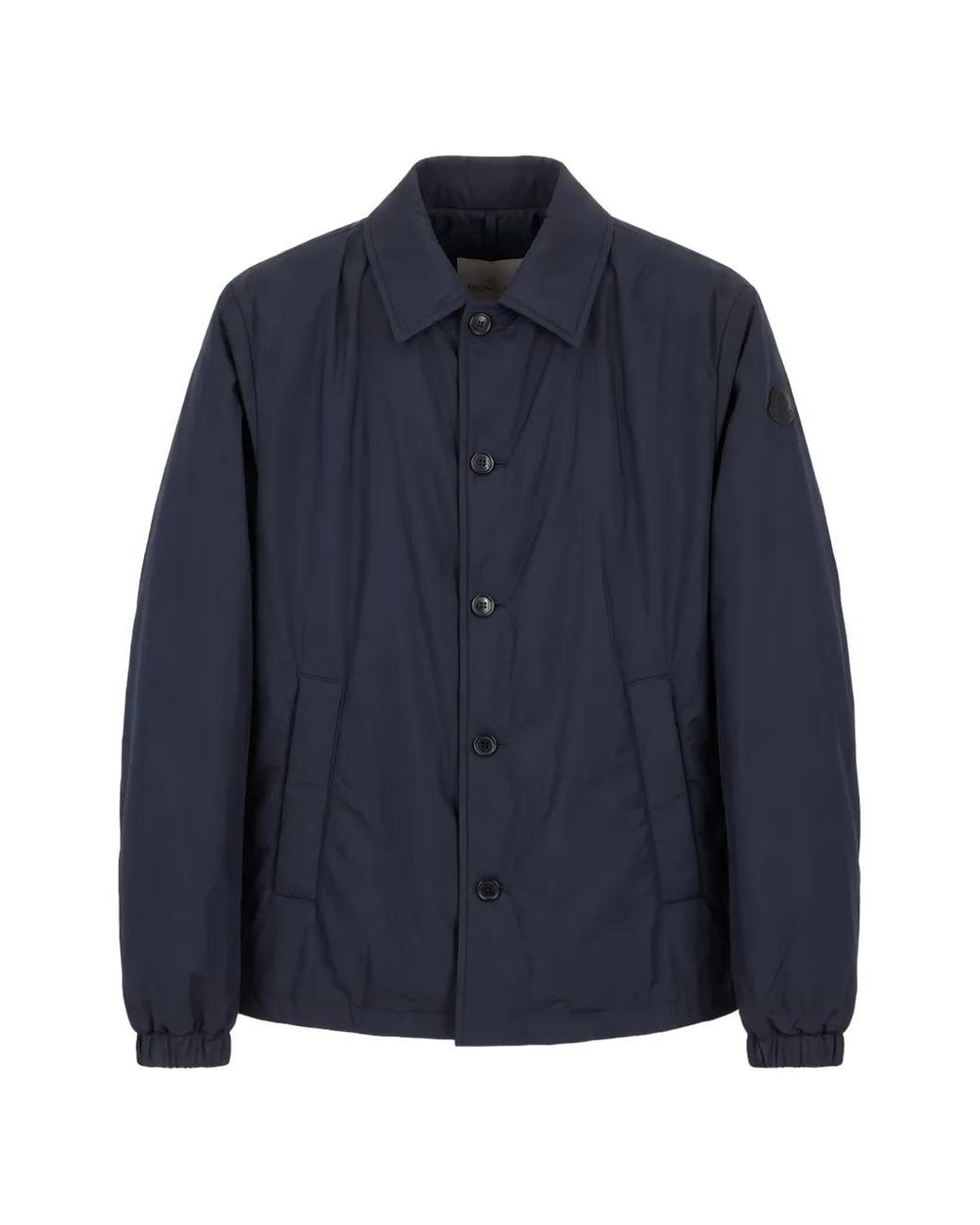 Moncler Blue Logo-Patch Button-Up Jacket for men