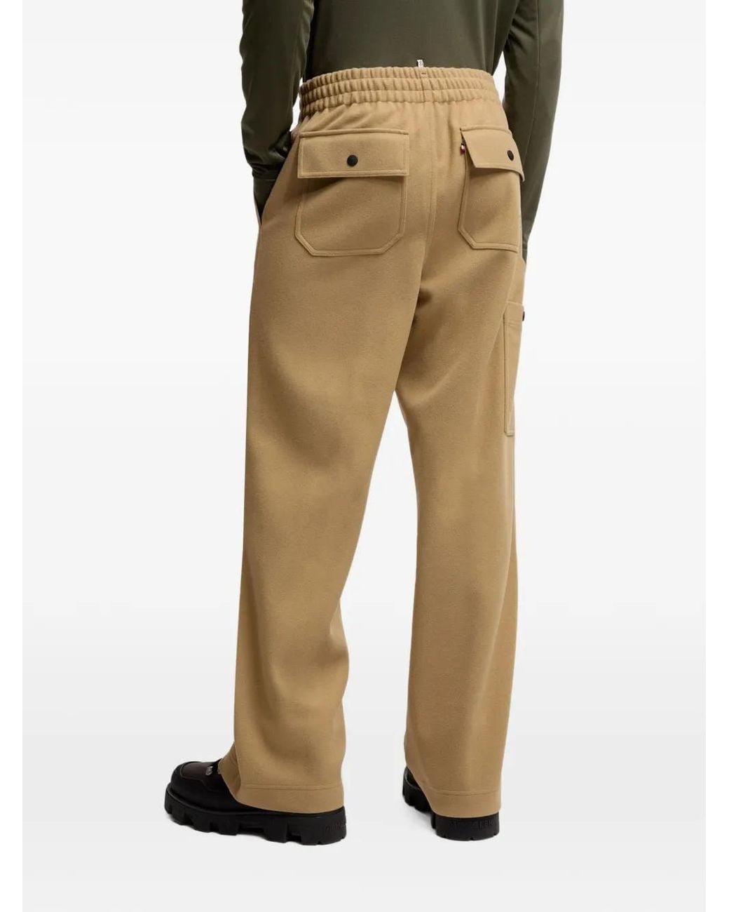 Moncler Natural Embossed Logo Cotton Sweat Trousers for men