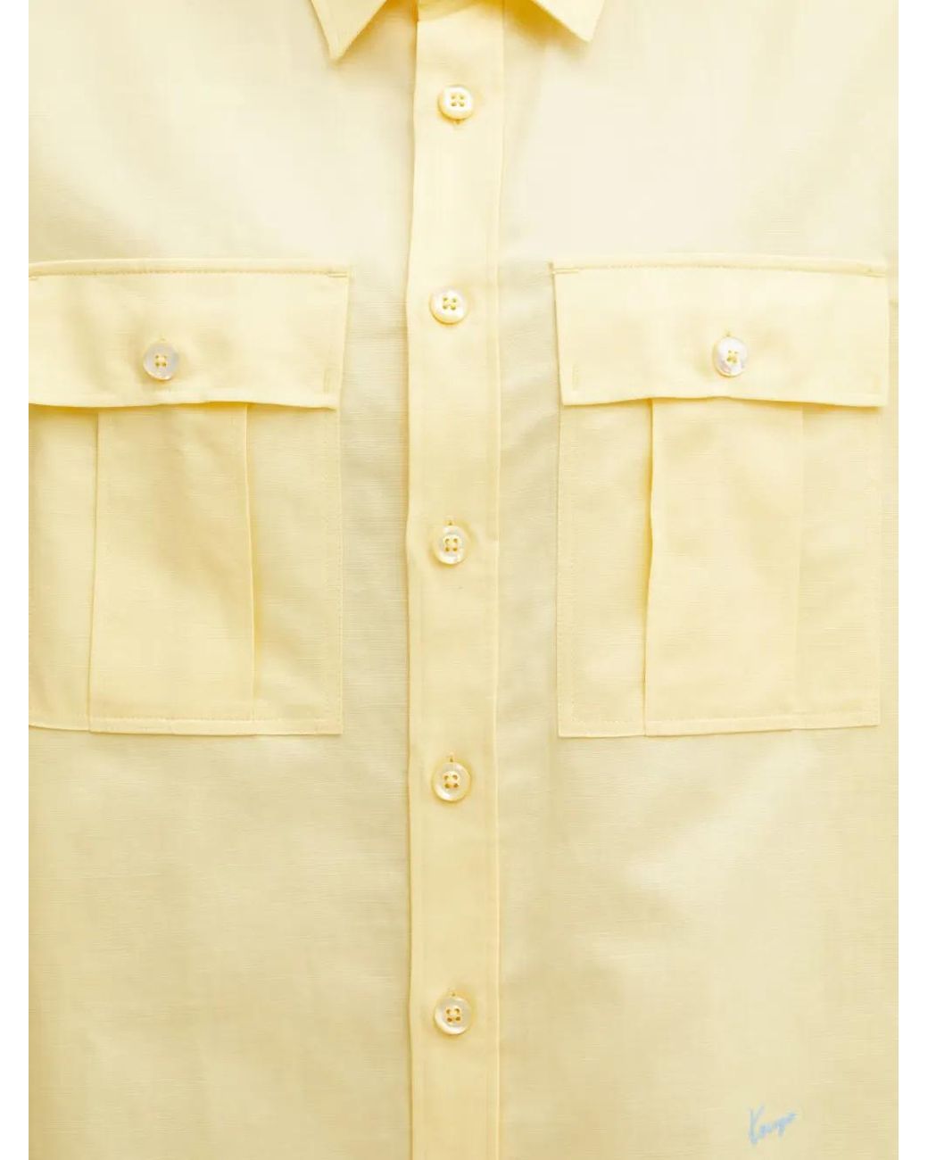 KENZO Yellow Button-Up Flap-Pocket Shirt for men