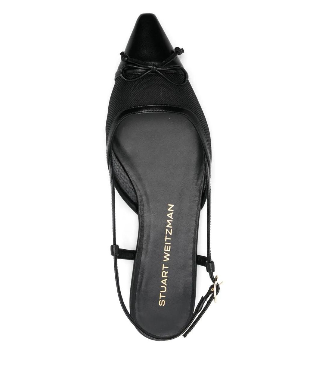 Stuart Weitzman Black Mesh-Panel Ballet Flats
