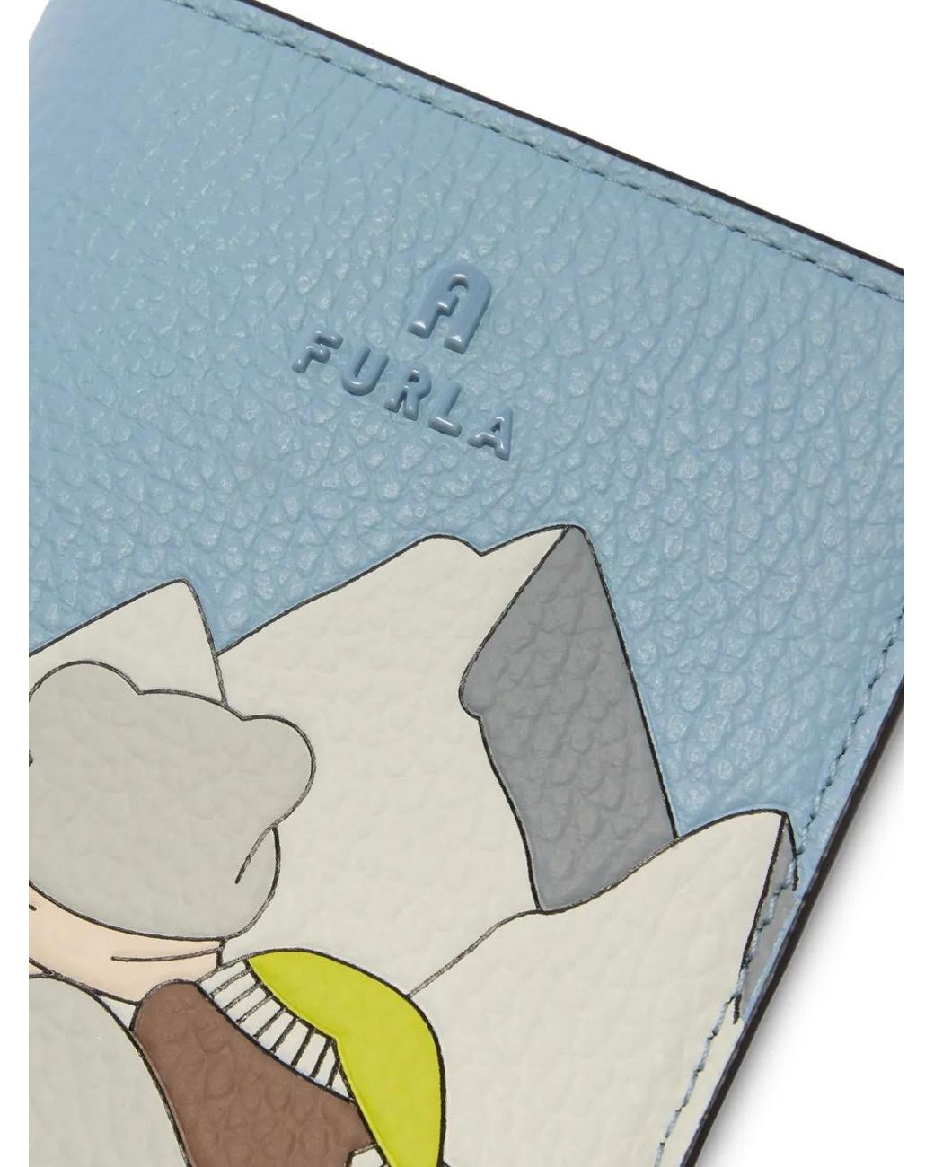 Furla Gray Étui De Passeport À Plaque Logo