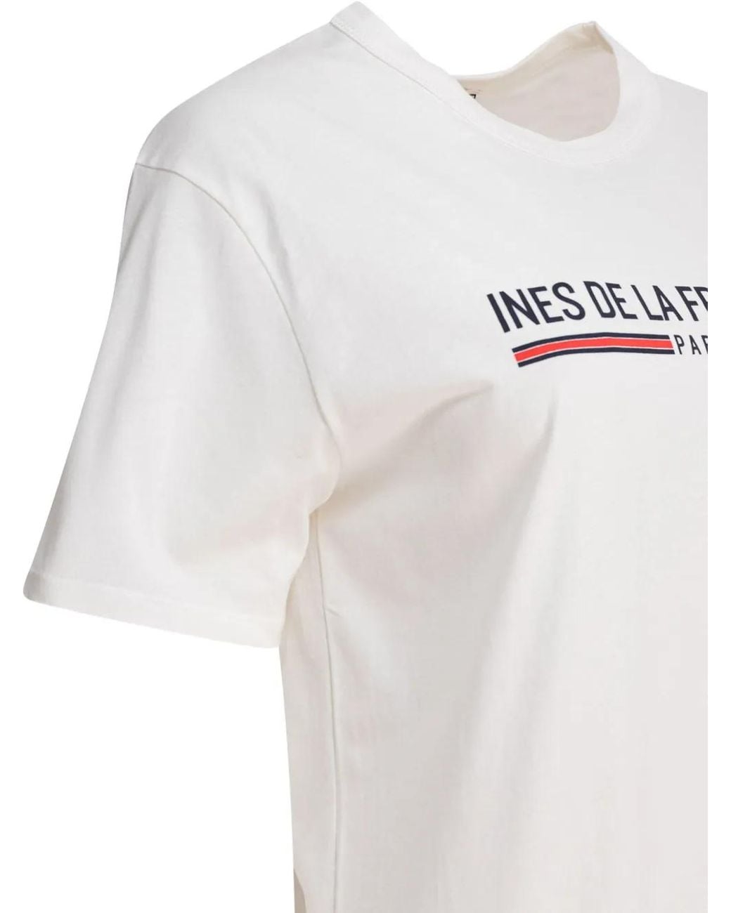 Ines De La Fressange Paris White T-Shirt En Coton À Logo Imprimé