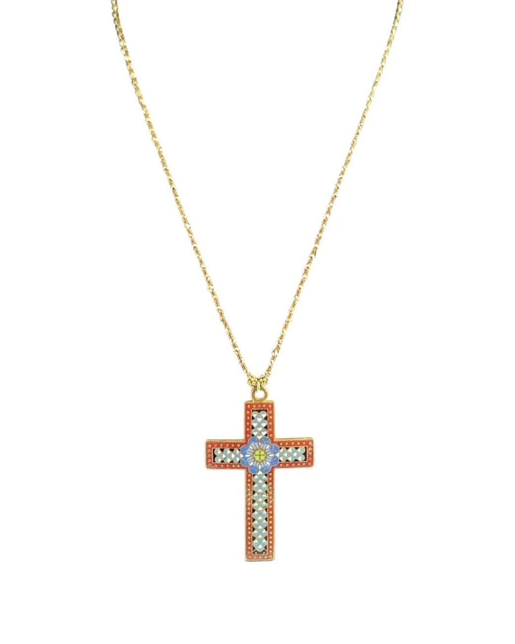 Madison Metallic Enamel Cross-Pendant Necklace