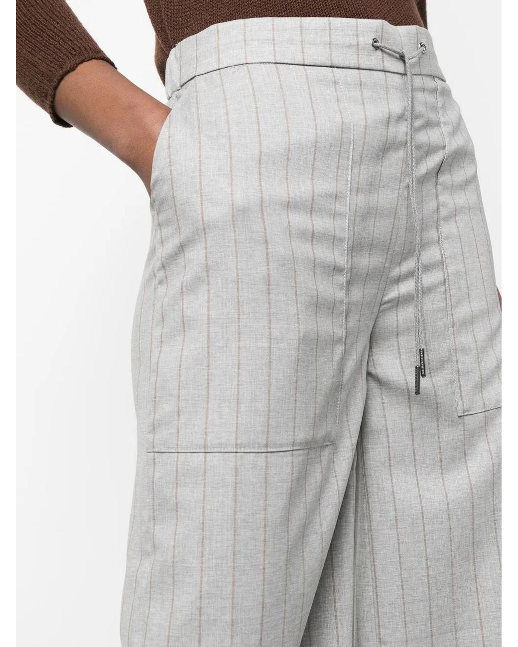 Fabiana Filippi Gray Pinstripe Straight-Leg Trousers