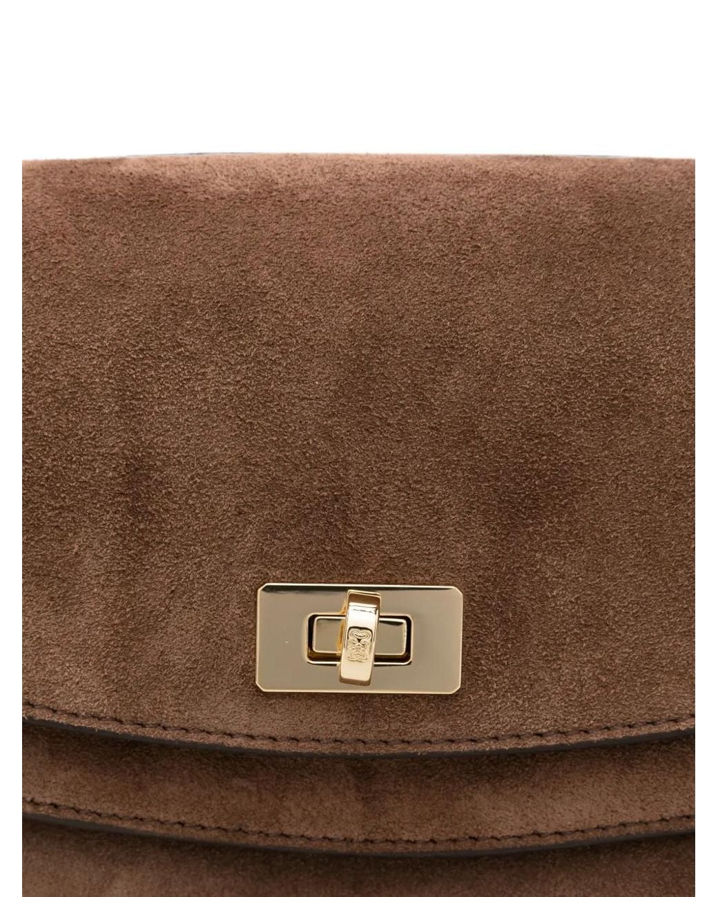 Sandro White Suede Twist-Lock Shoulder Bag