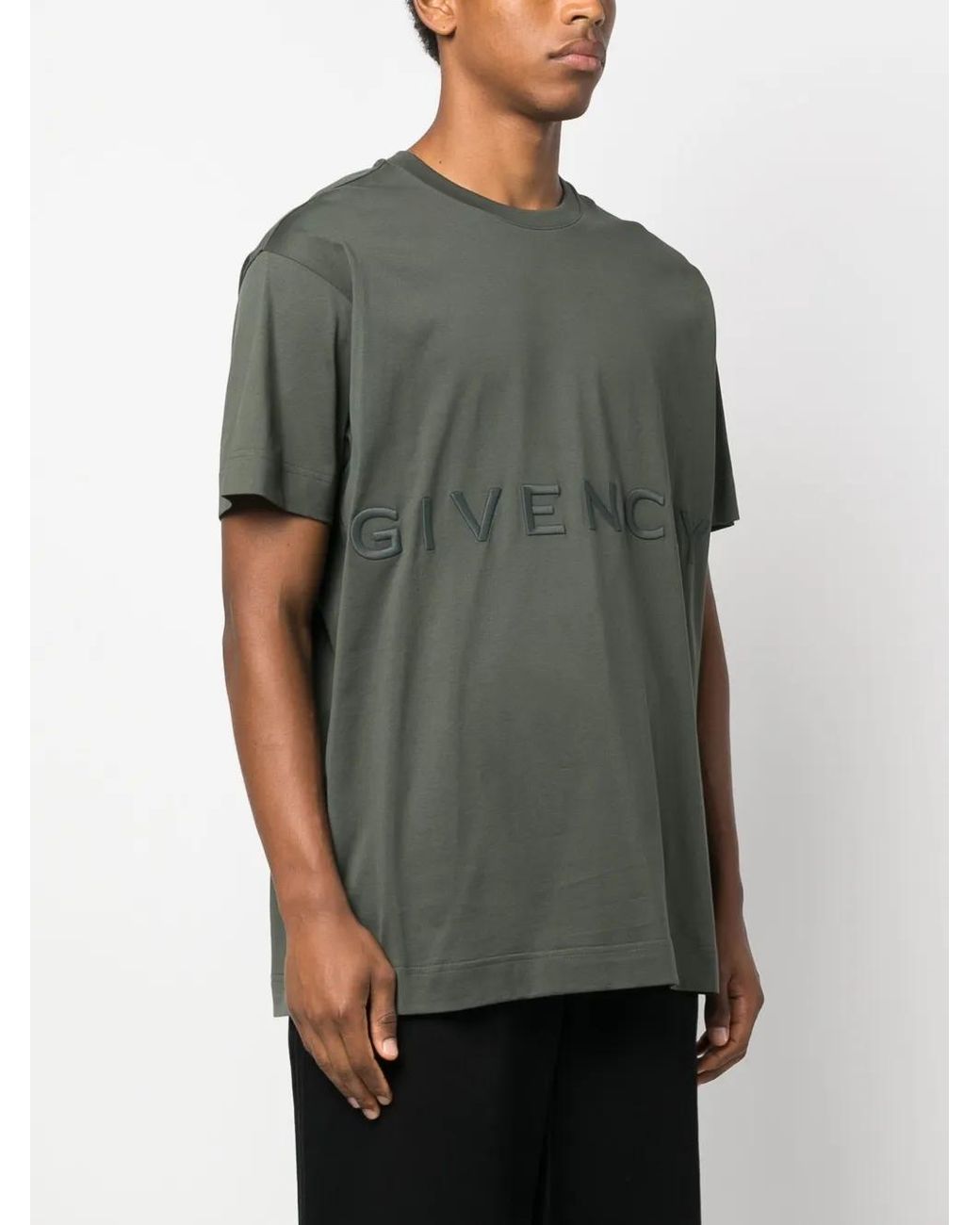 Givenchy Green Logo-Embroidered Cotton T-Shirt for men