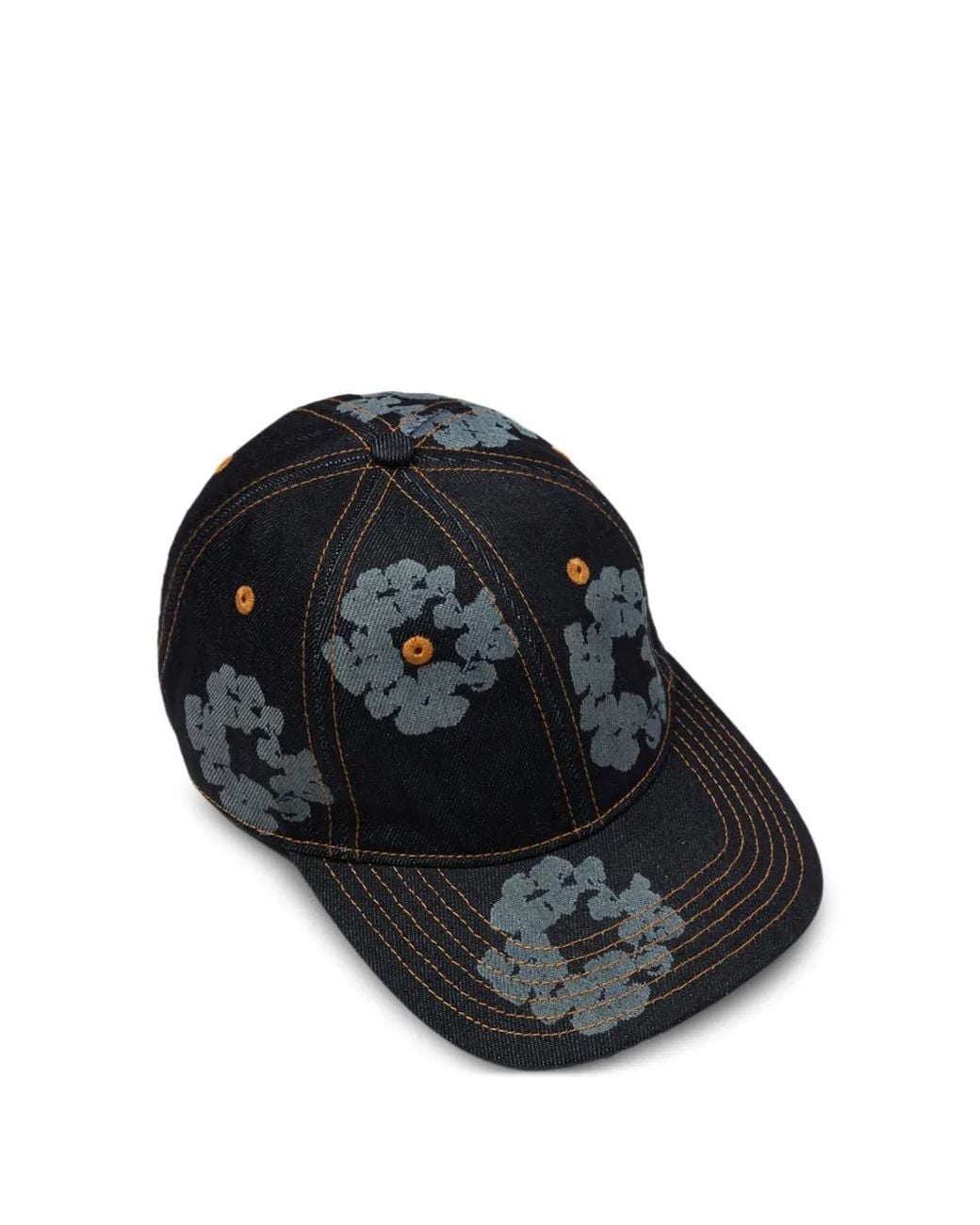 DENIM TEARS Black Wreath Denim Cap for men