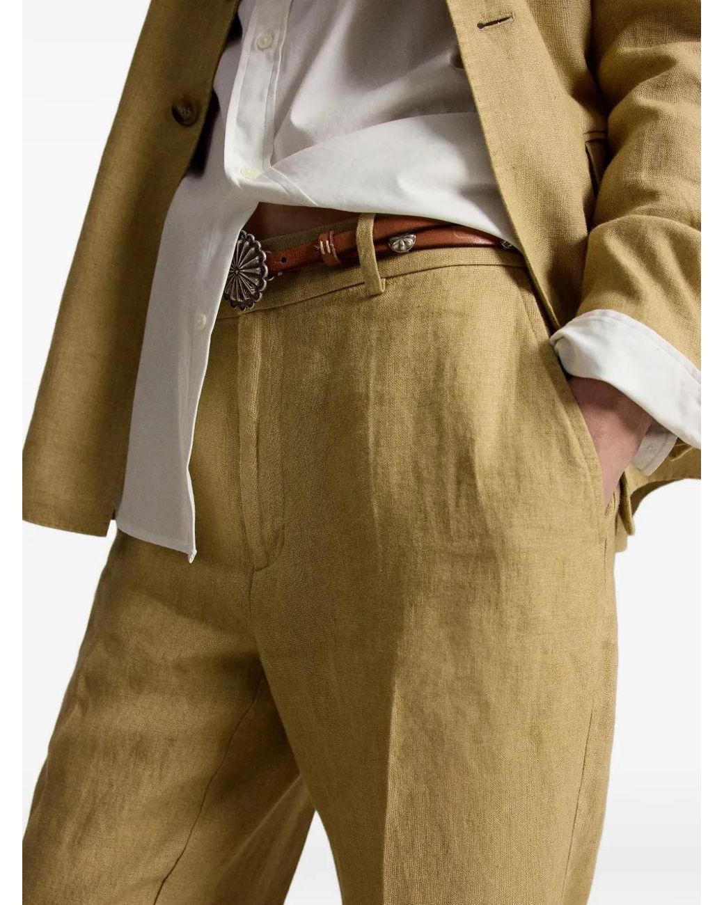 Polo Ralph Lauren Metallic Pleat-Detail Tailored Trousers