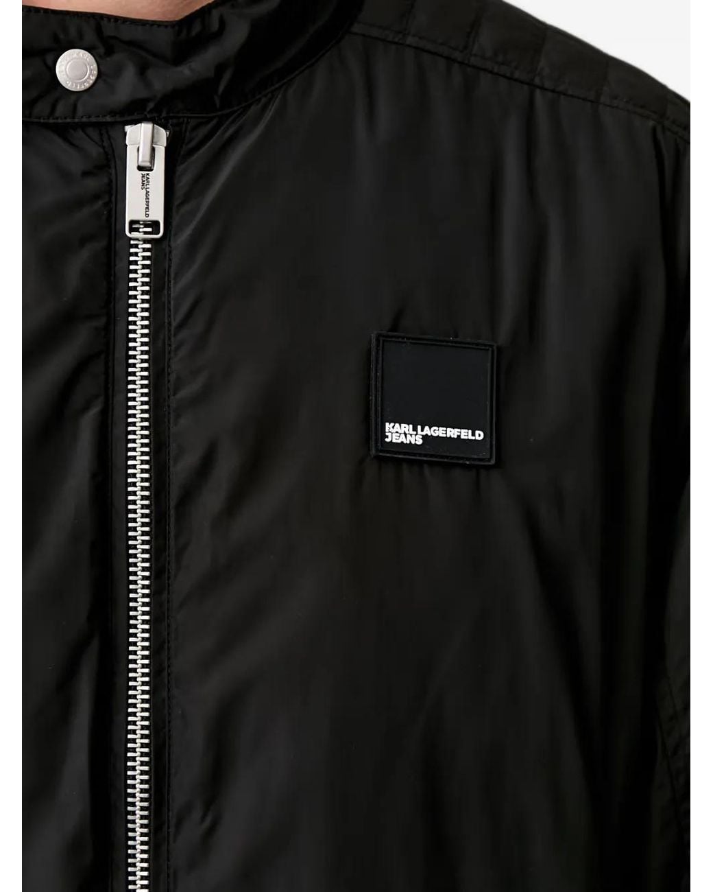 Karl Lagerfeld Black Logo-Patch Quilted-Panel Jacket for men
