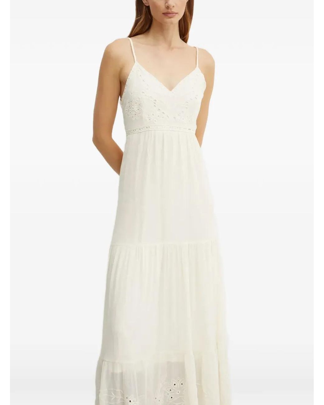 Morgan White Embroidered Tiered Maxi Dress