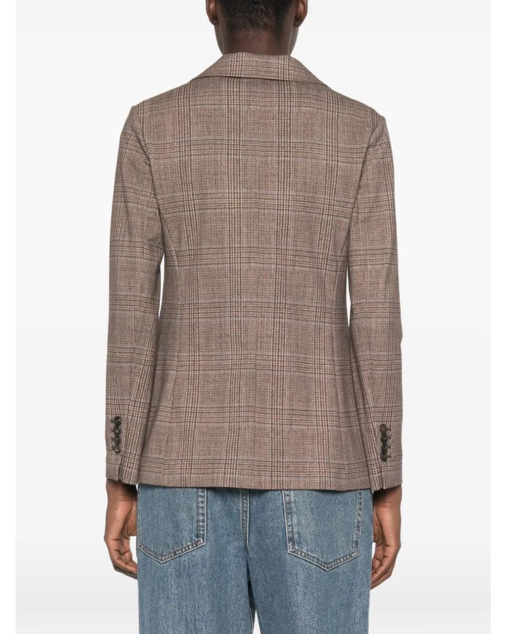 Circolo 1901 Brown Check-Print Single-Breasted Blazer