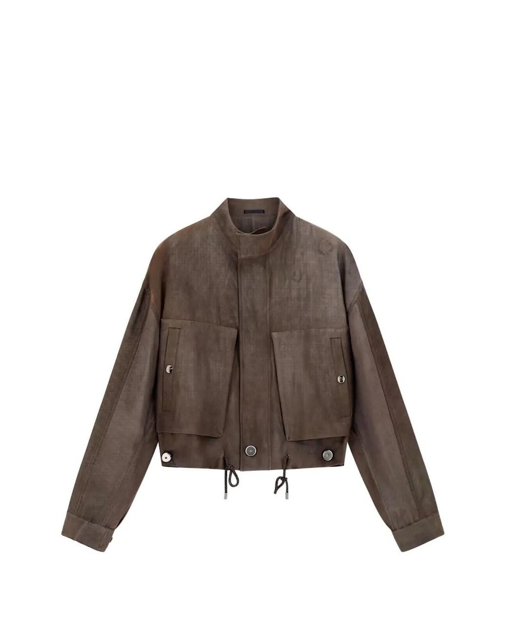 Giorgio Armani Brown High-Neck Panelled Jacket for men