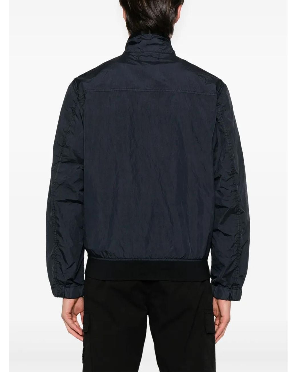 Stone Island Blue Garment Dyed Crinkle Reps Ny Hooded Down Jacket With Duck Down Padding for men