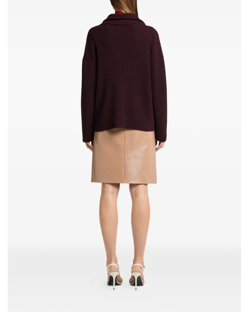 Courreges Red Ribbed Wool Sweater