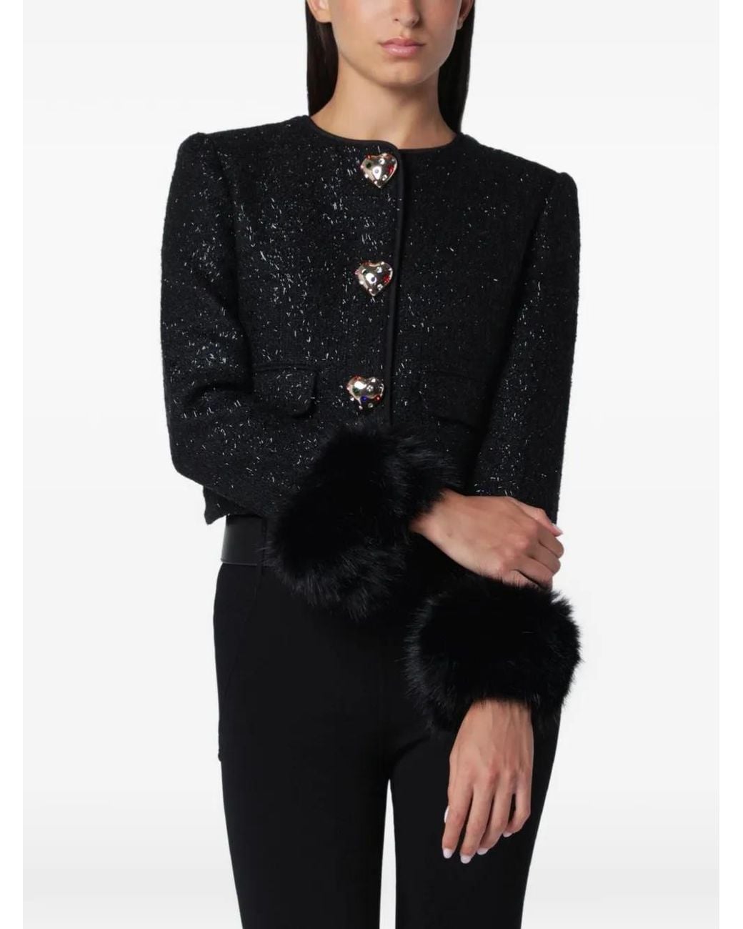 Self-Portrait Black Metallic Bouclé Jacket