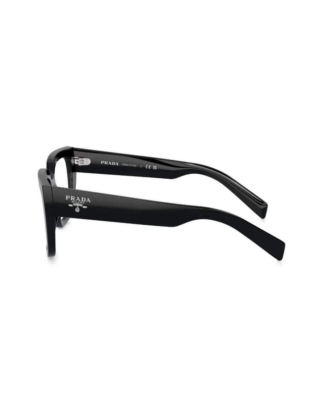 Prada Black Logo-Lettering Square Glasses