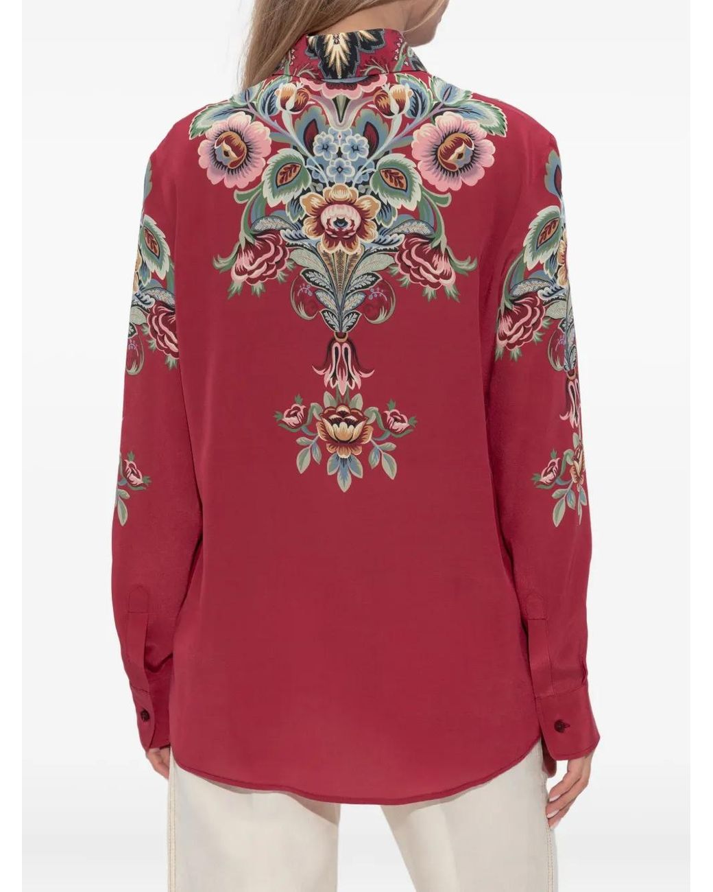Etro Red Silk Shirt With Print