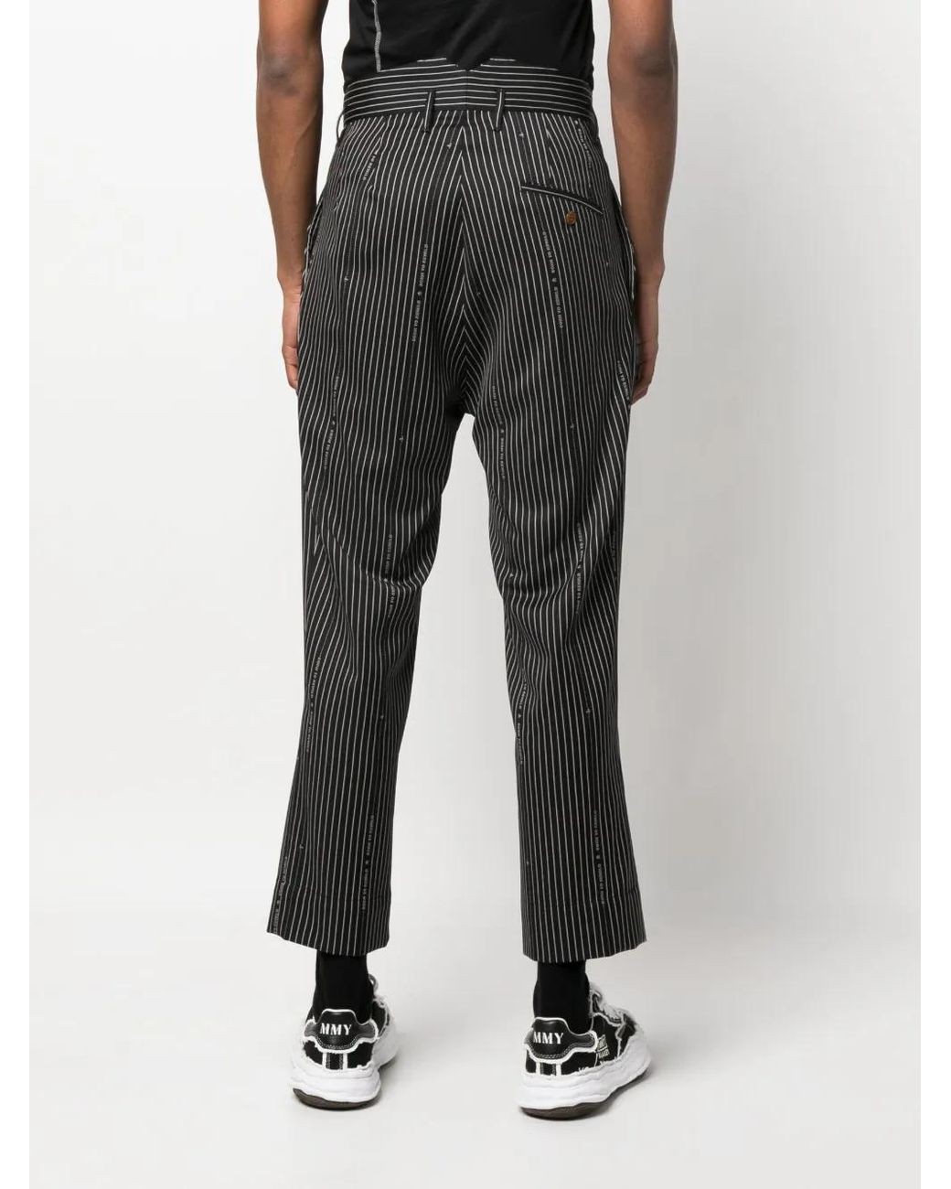 Vivienne Westwood Black Cruise Stripe-Print Cropped Trousers for men